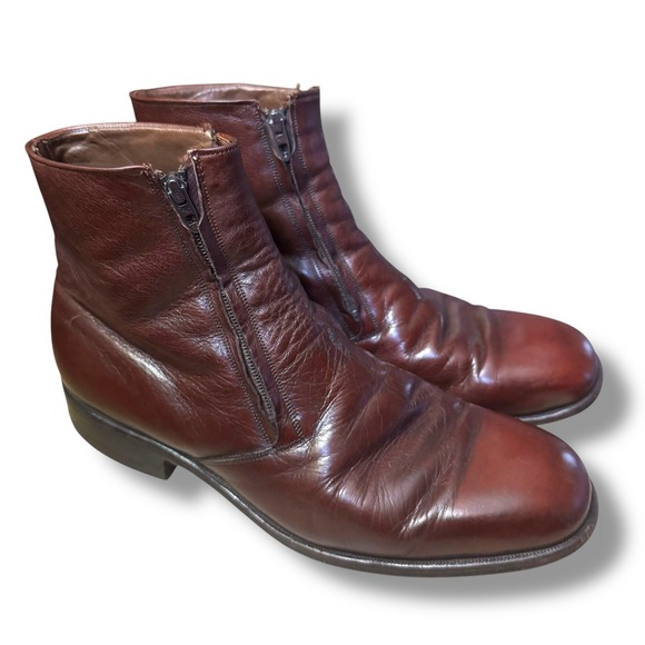 Allen Edmonds Chukka Ankle Boots Men's Size 10 Brown Leather Zip Vintage - Picture 1 of 12